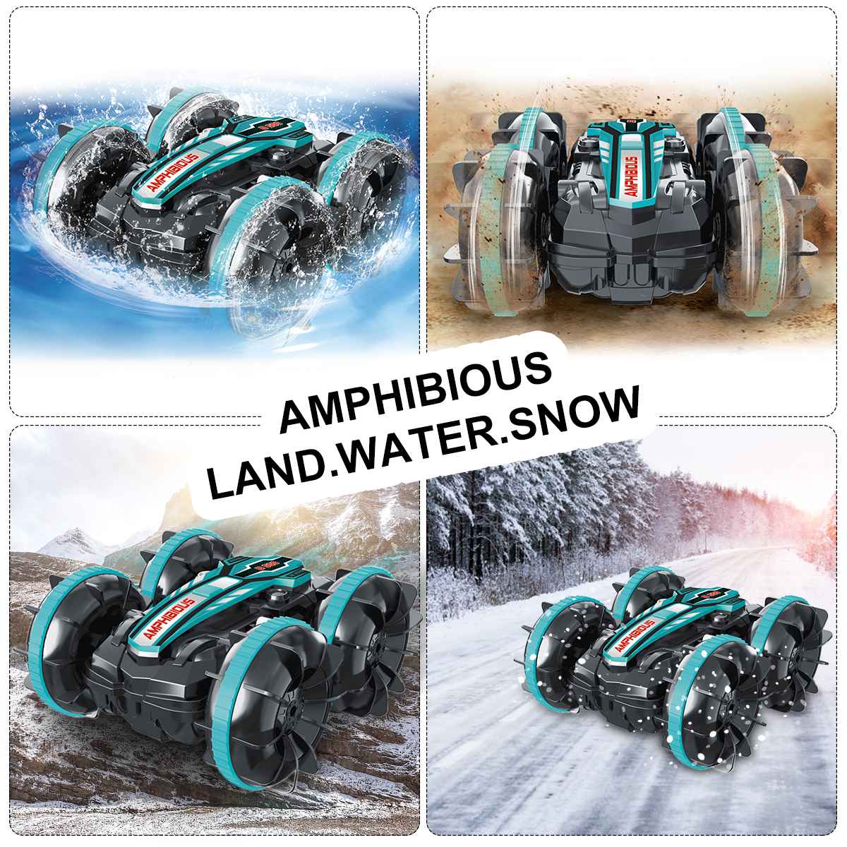 Amphibious Stunt RC Car Waterproof 360° Spins Double-sided