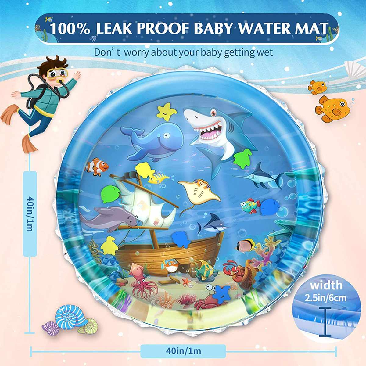 100cm Inflatable Baby Water Play Mat