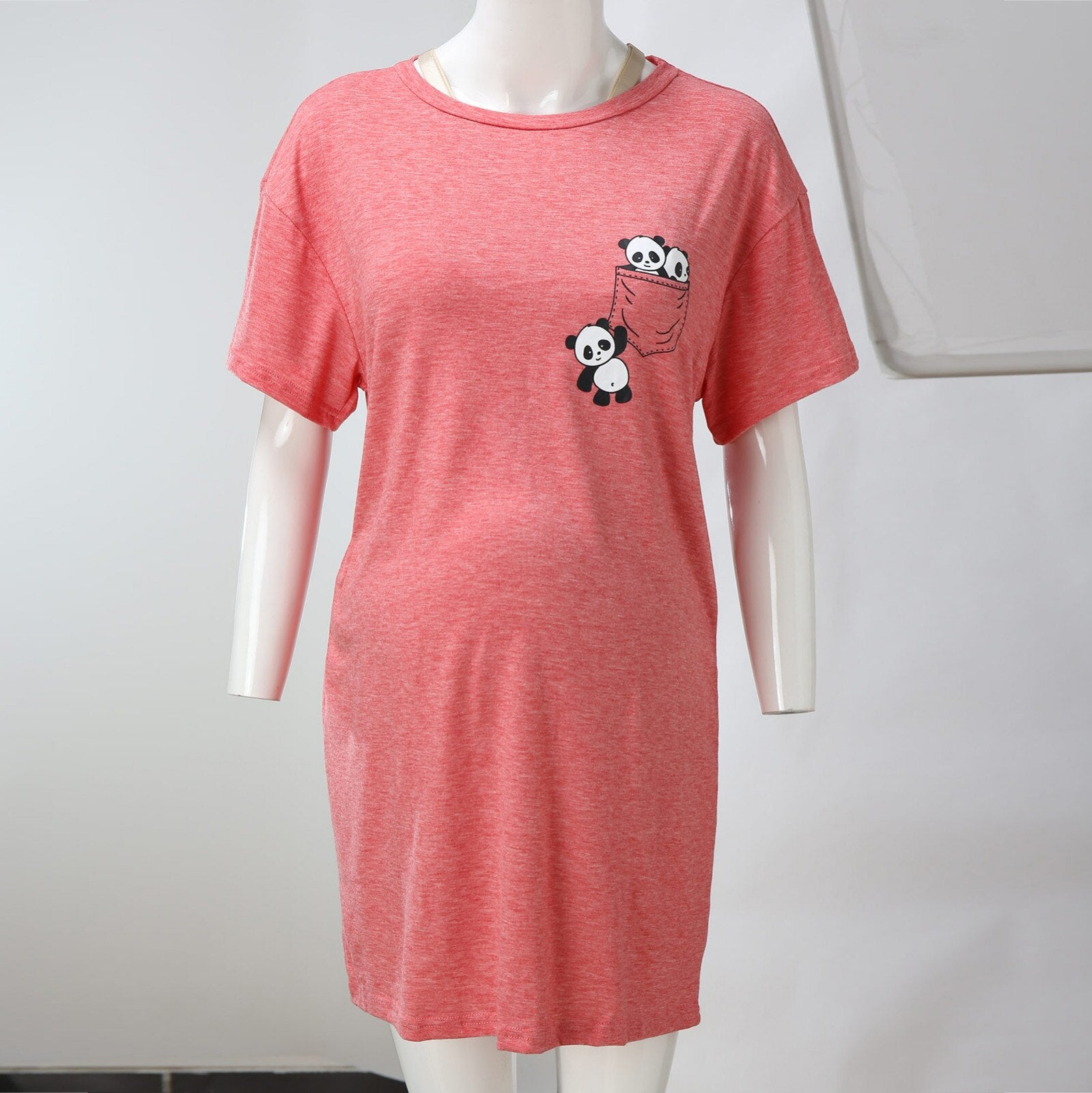 Summer New Women&#39;s Pregnancy Daily Casual Home Dress Solid Short sleeve Cartoon Panda Print Dress Fashion Maternity Clothes 2022