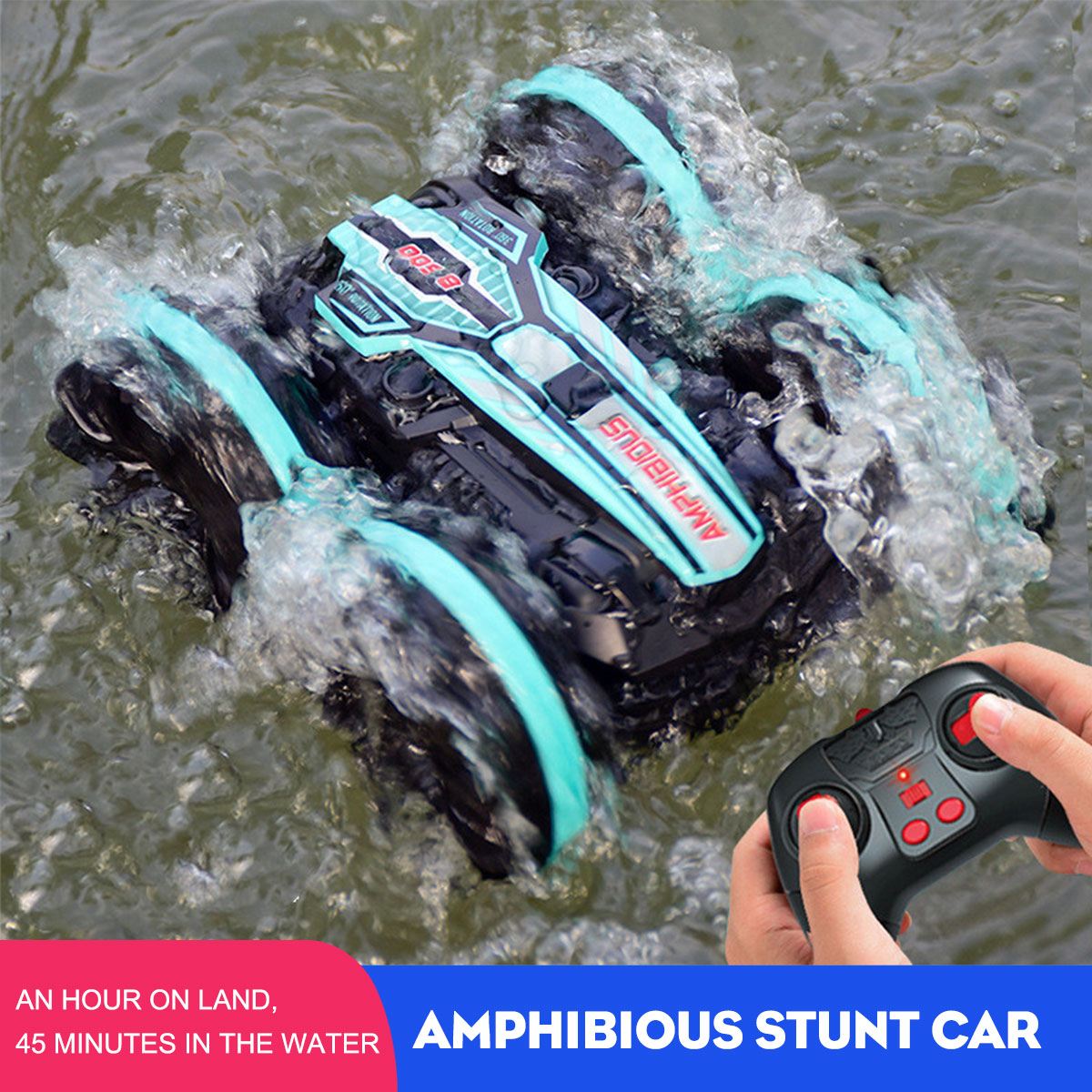 Amphibious Stunt RC Car Waterproof 360° Spins Double-sided