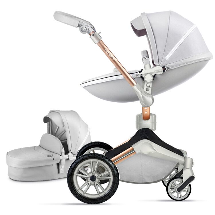 Baby Stroller 2-in-1 Travel System with Bassinet and 360° Rotation Function