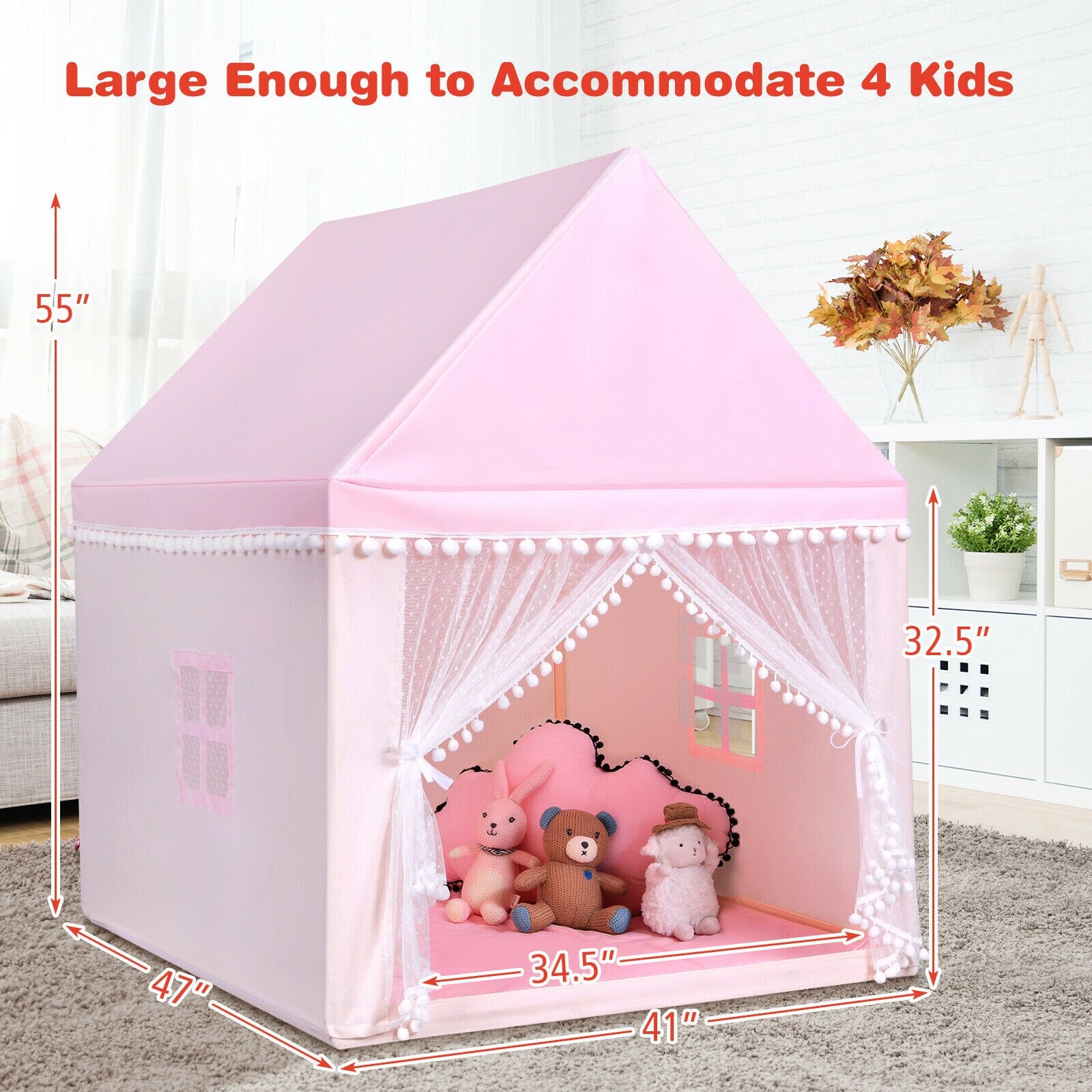 Large Kids Playhouse Tent with Mat