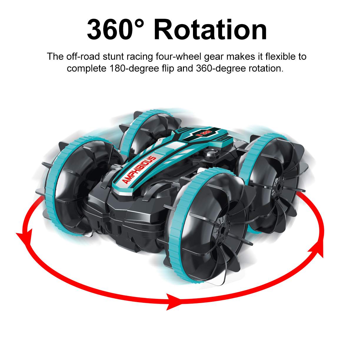 Amphibious Stunt RC Car Waterproof 360° Spins Double-sided