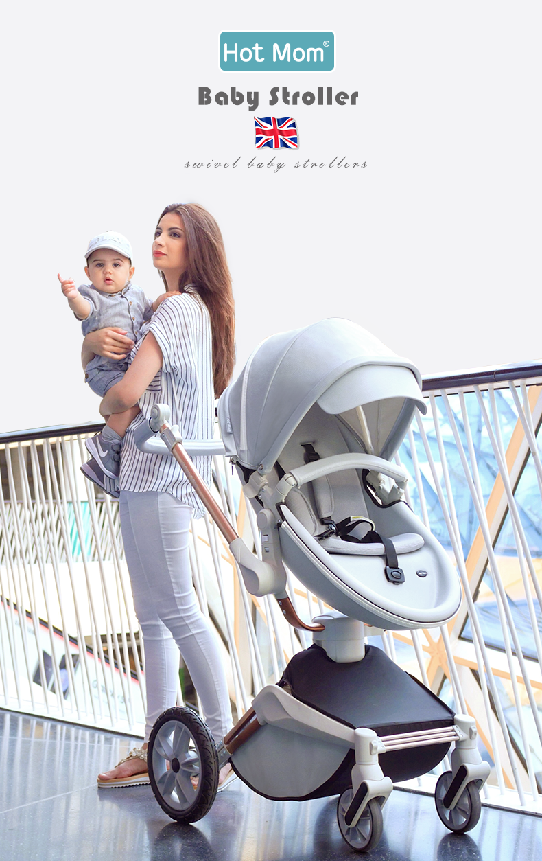 Baby Stroller 2-in-1 Travel System with Bassinet and 360° Rotation Function