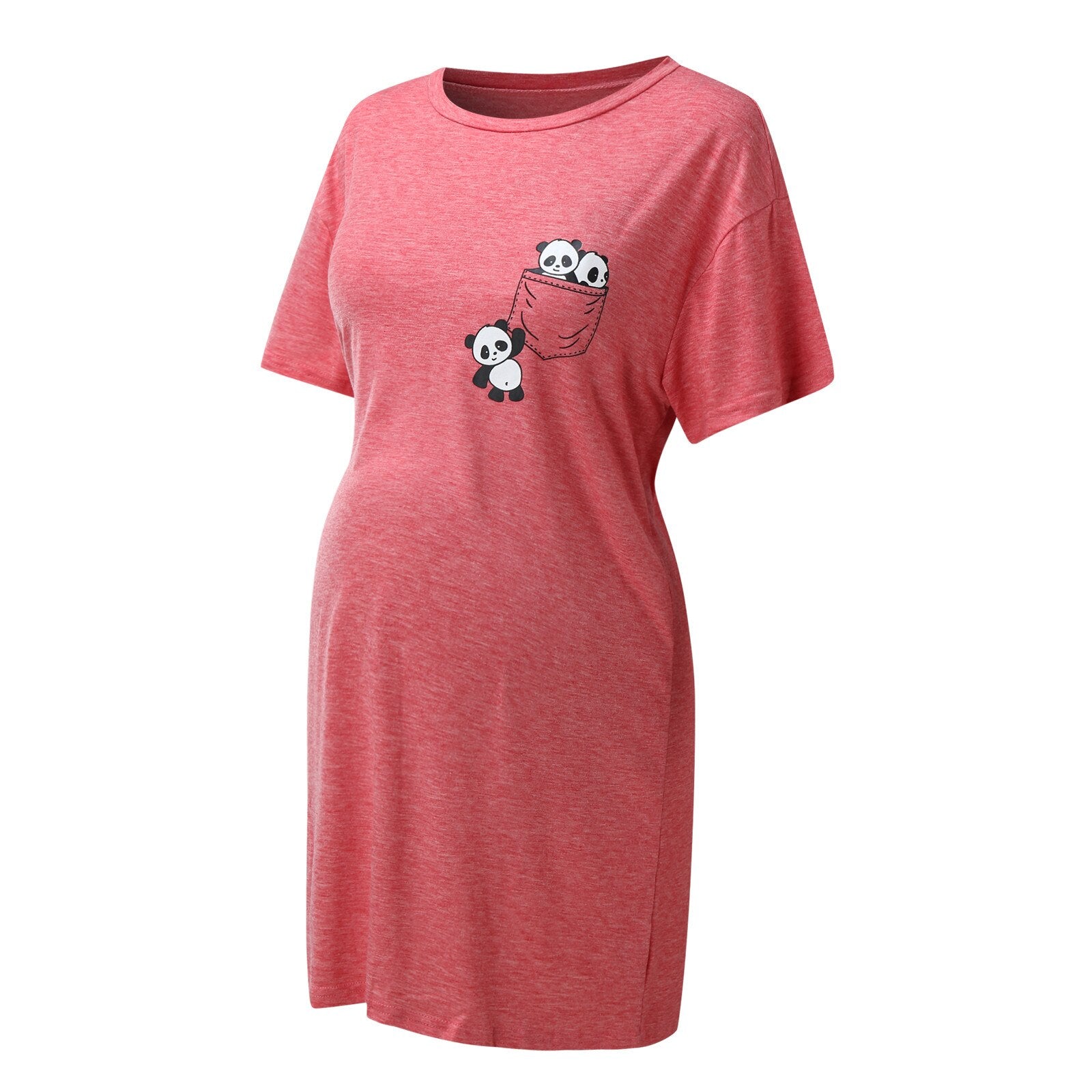 Summer New Women&#39;s Pregnancy Daily Casual Home Dress Solid Short sleeve Cartoon Panda Print Dress Fashion Maternity Clothes 2022