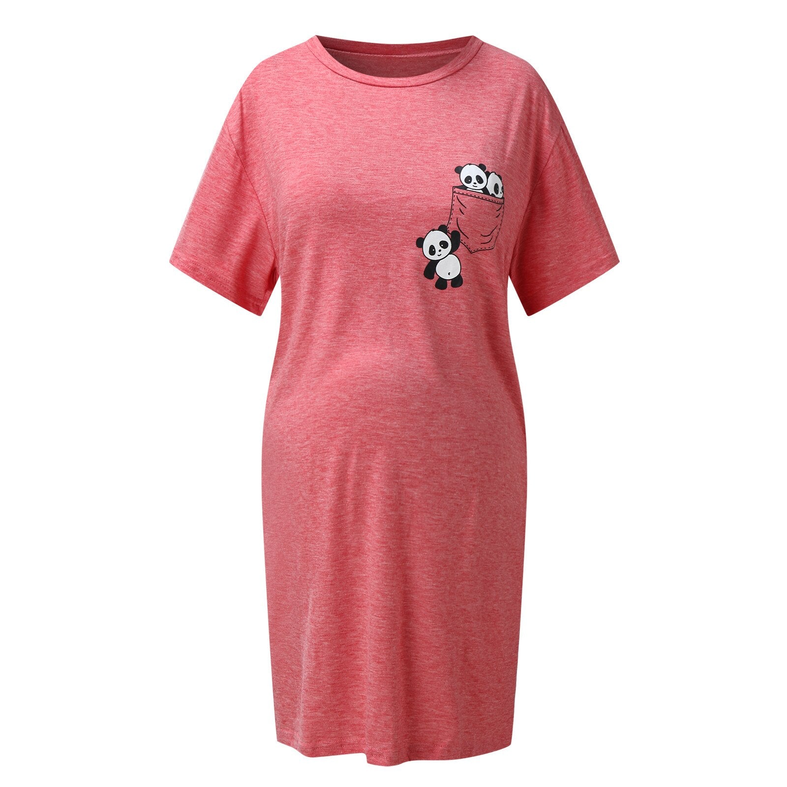 Summer New Women&#39;s Pregnancy Daily Casual Home Dress Solid Short sleeve Cartoon Panda Print Dress Fashion Maternity Clothes 2022