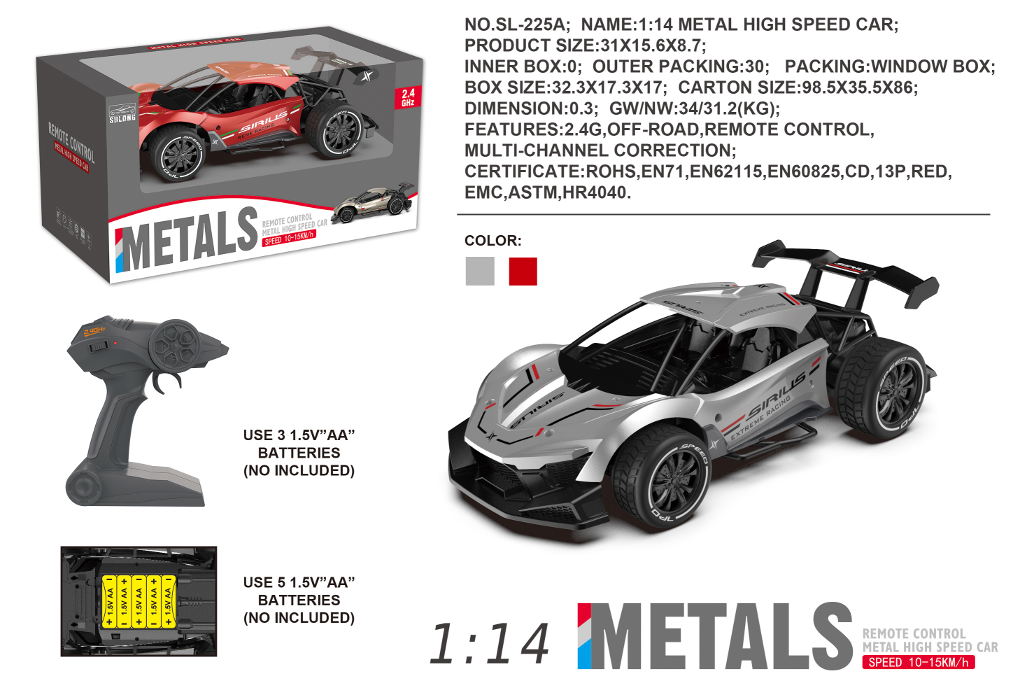 High-Speed RC Metal Racing Car