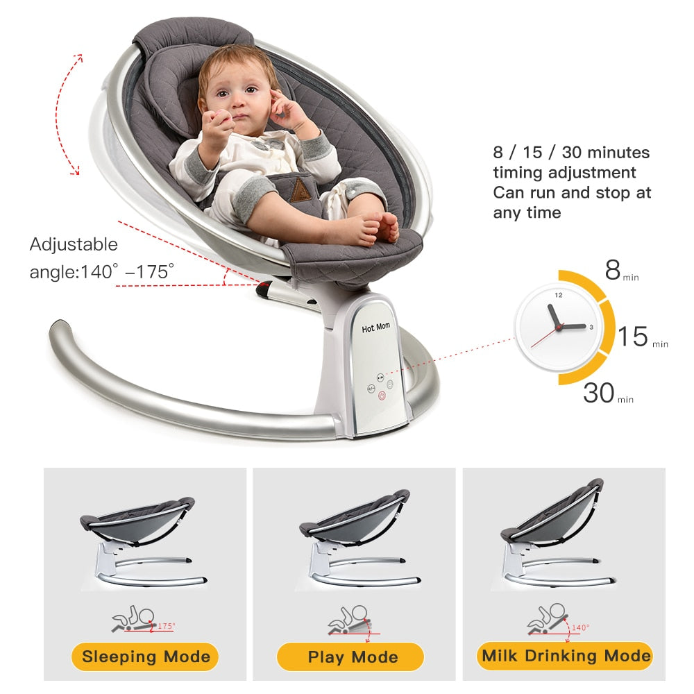 Electric Baby Bouncer with Bluetooth and Five Gear Swing