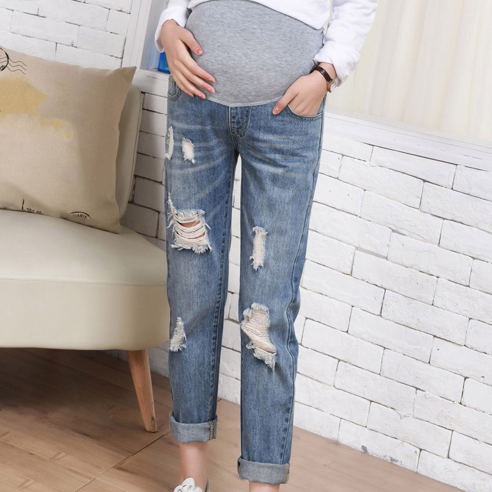 New Summer & Autumn Fashion Maternity Hole Jeans