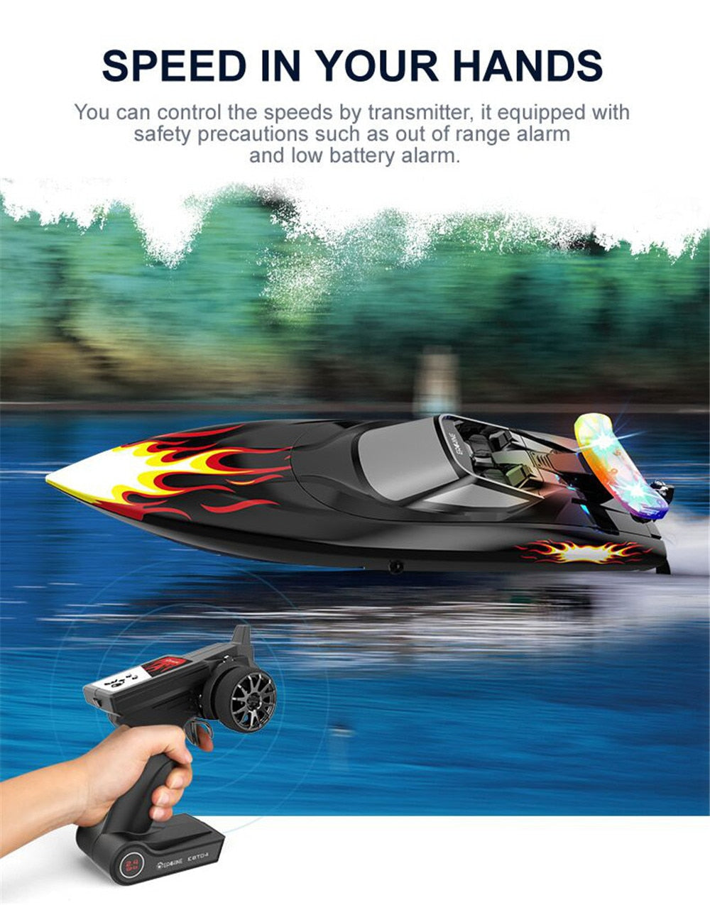 RC Boat Vehicle with Colorful Lights and Water Cooling System