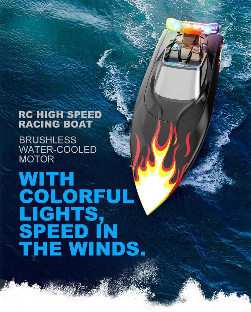 RC Boat Vehicle with Colorful Lights and Water Cooling System