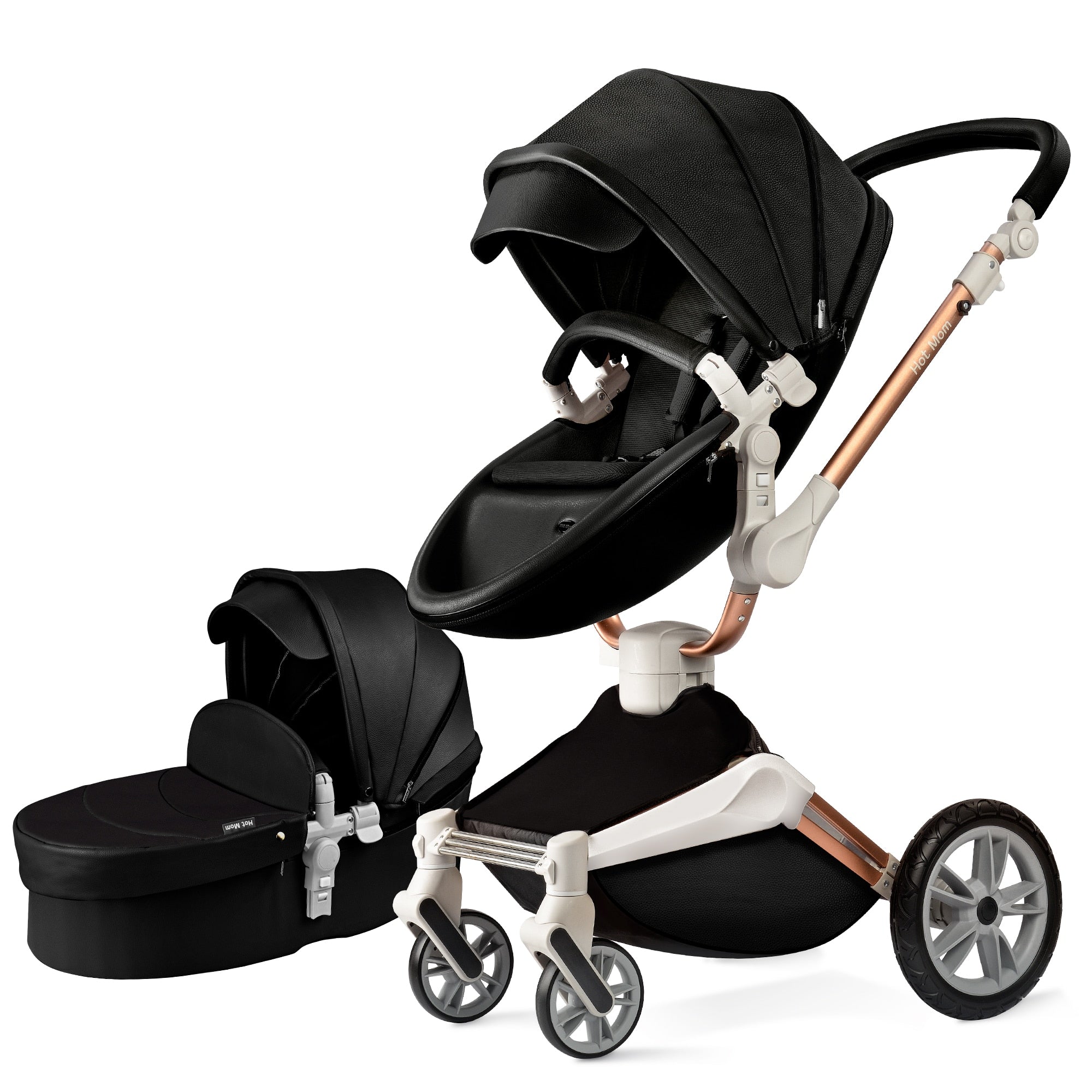 Baby Stroller 2-in-1 Travel System with Bassinet and 360° Rotation Function