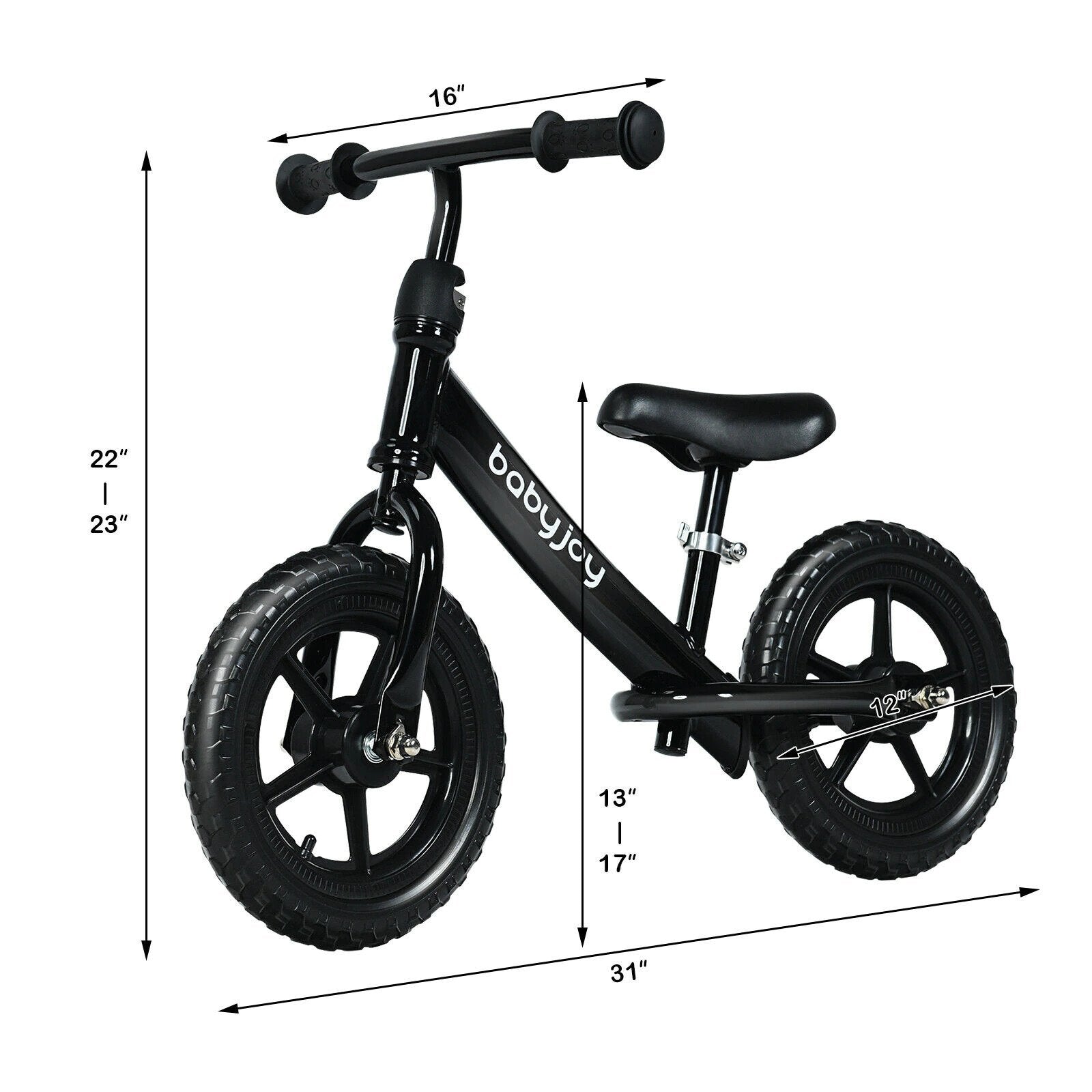 12" No-Pedal Balance Bike with Adjustable Seat