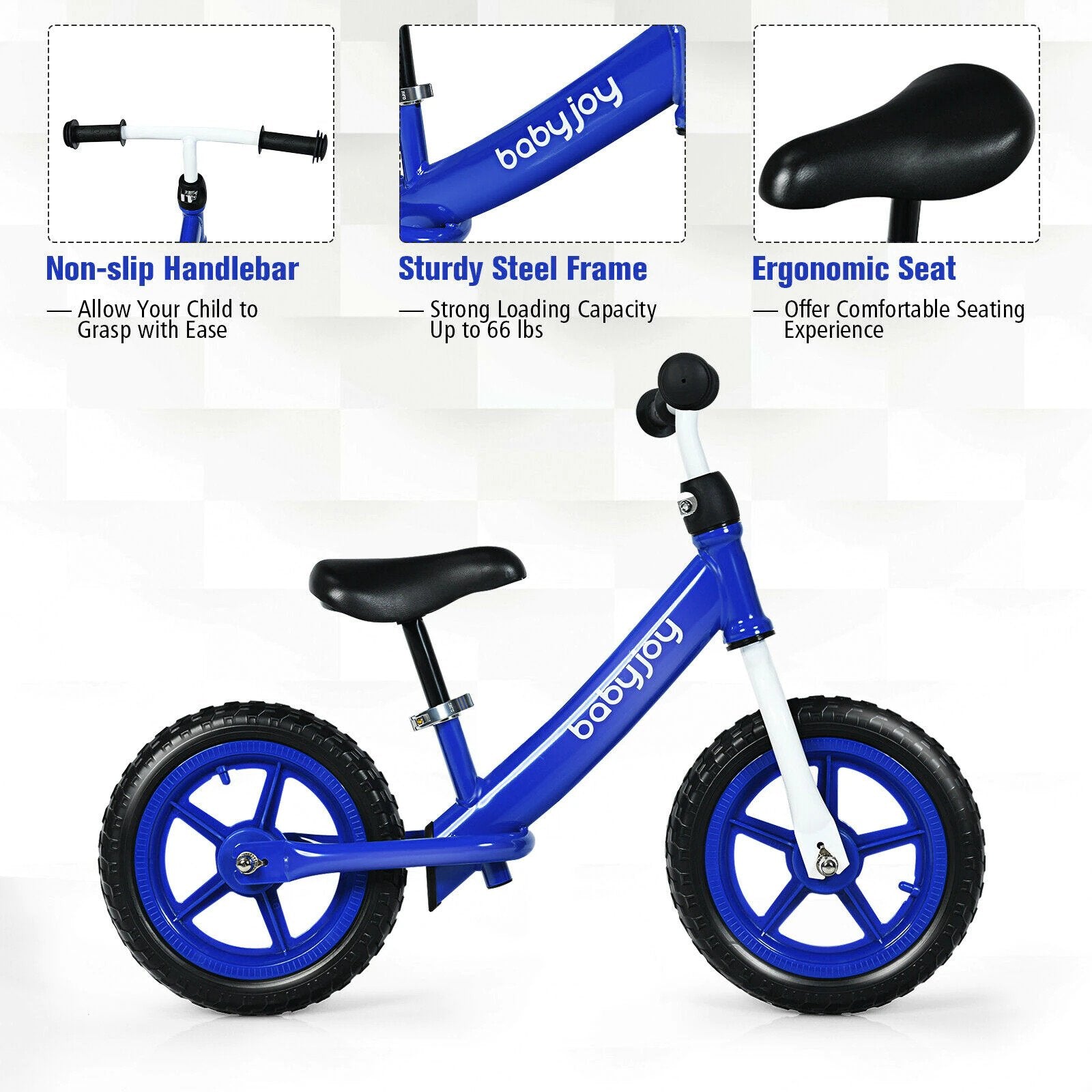 12" No-Pedal Balance Bike with Adjustable Seat