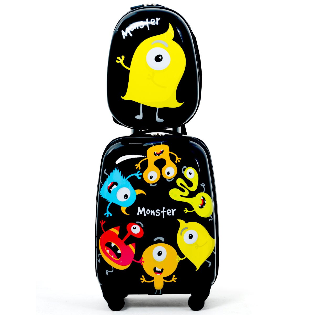 2-Piece Travel Luggage Set Backpack & Rolling Suitcase Monster