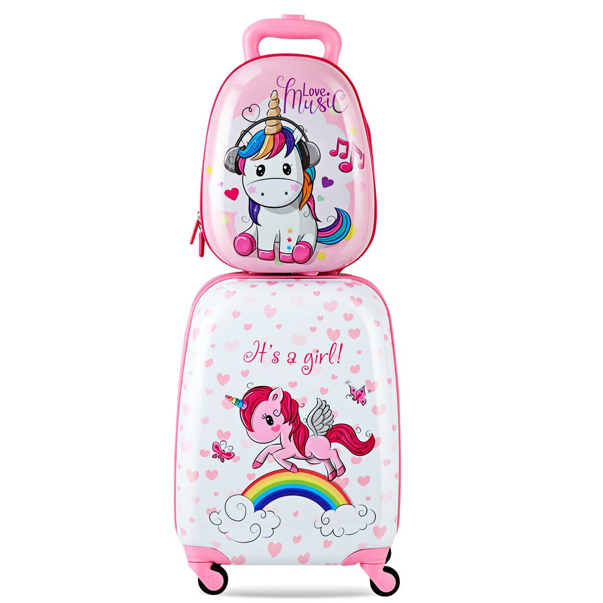 2-Piece Travel Luggage Set Backpack & Rolling Suitcase Pony