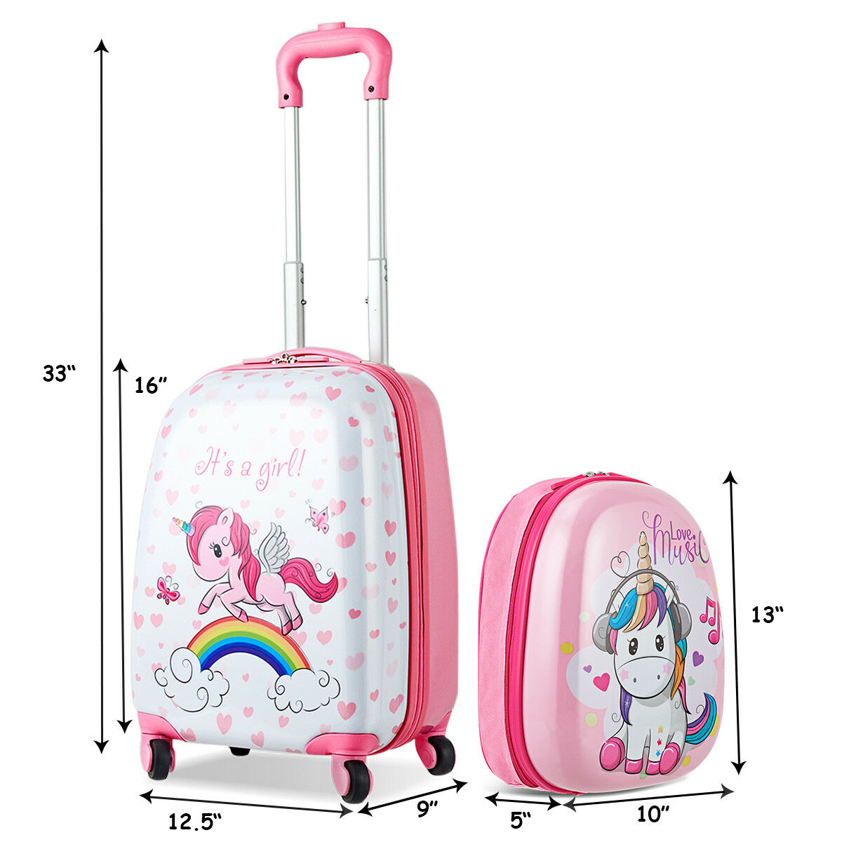 2-Piece Travel Luggage Set Backpack & Rolling Suitcase Pony