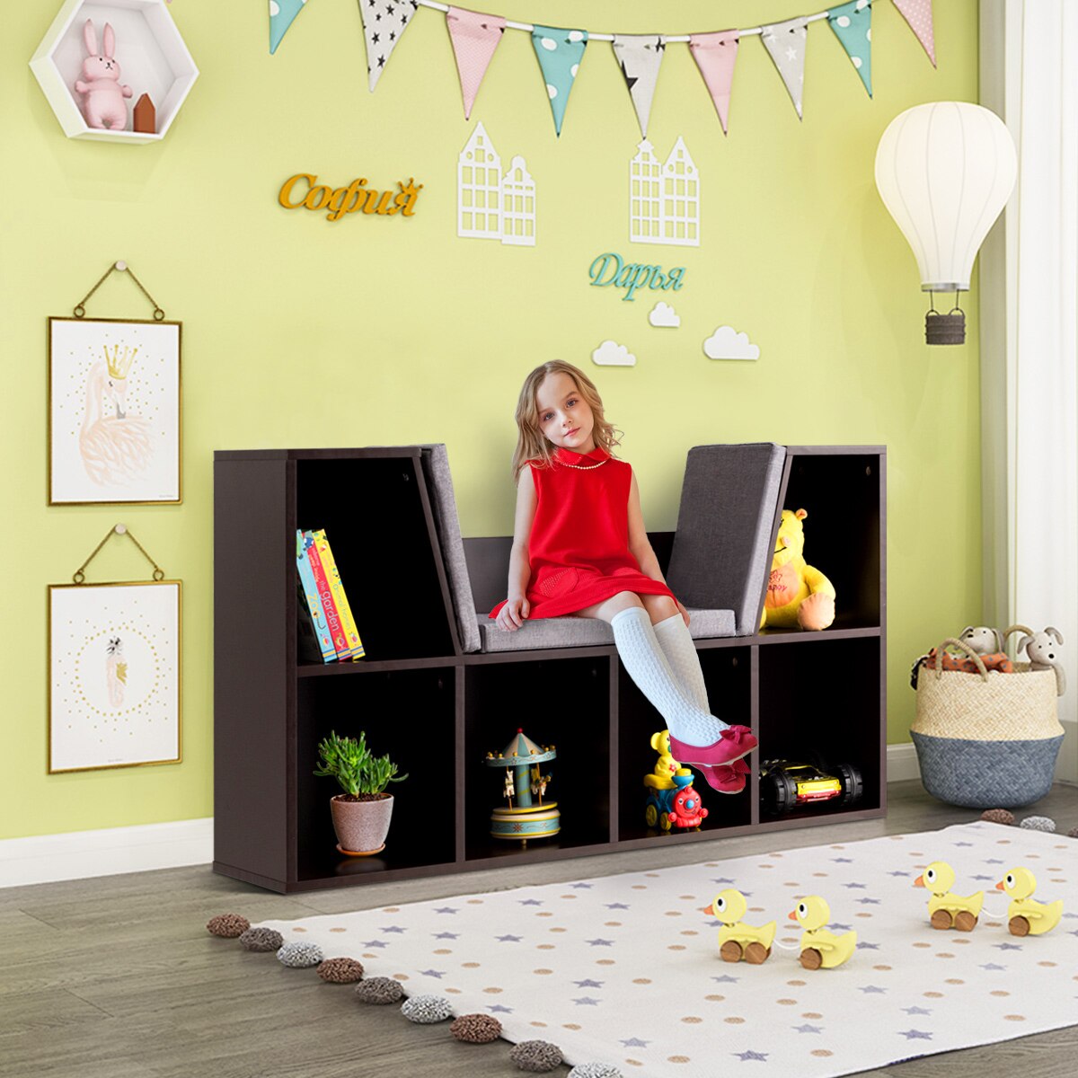 6-Cube Multi-Functional Bookcase in Brown