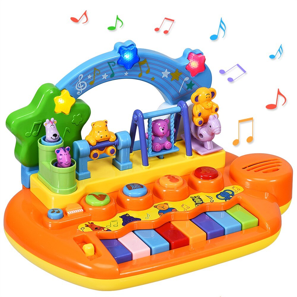 8-Key Rainbow Piano Keyboard with Animal Playground LED