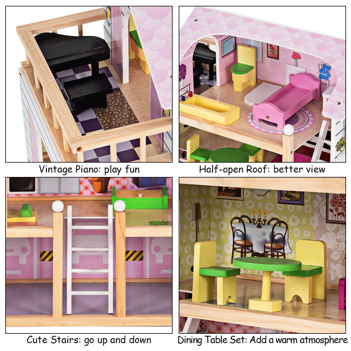 Wooden Doll Cottage with Furniture