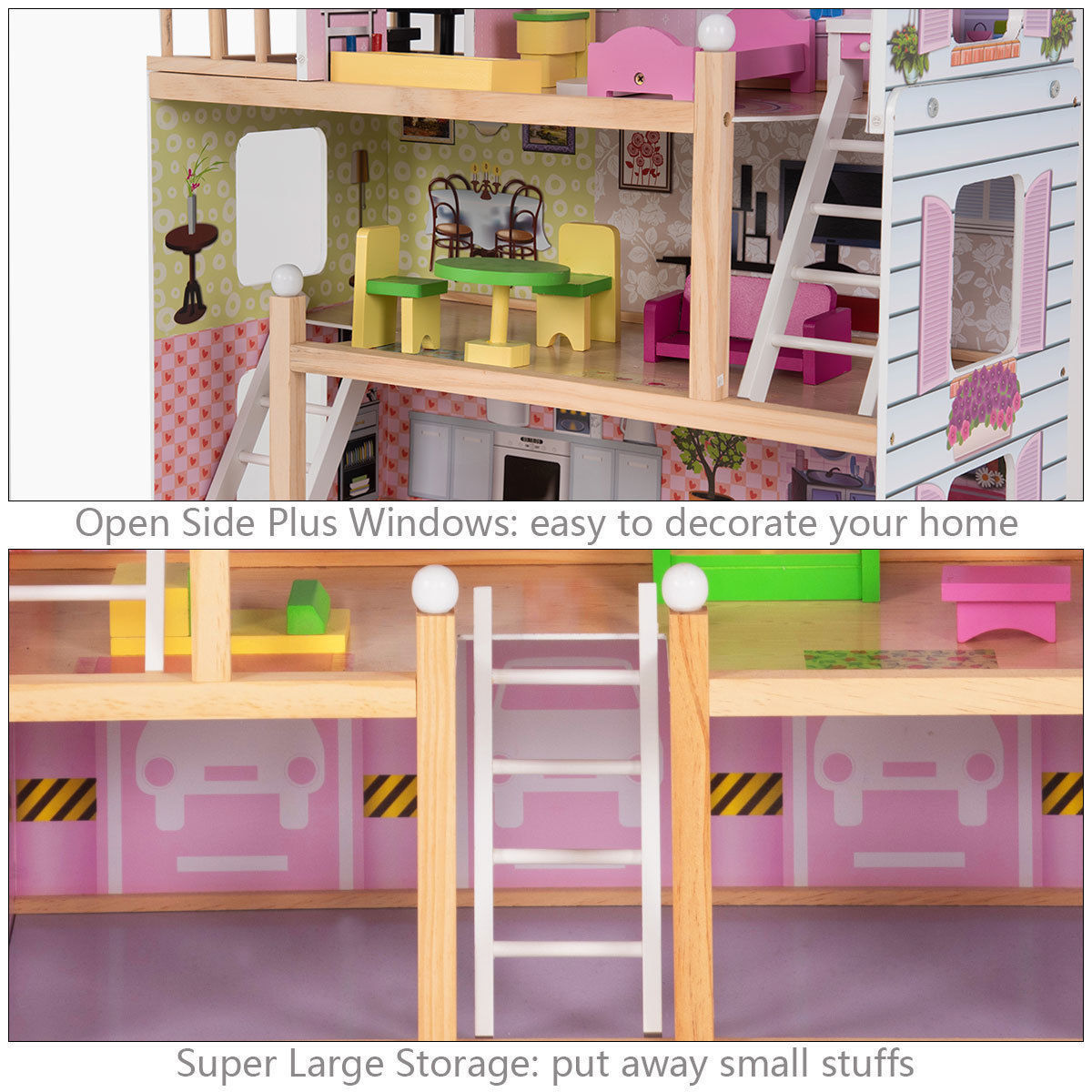 Wooden Doll Cottage with Furniture