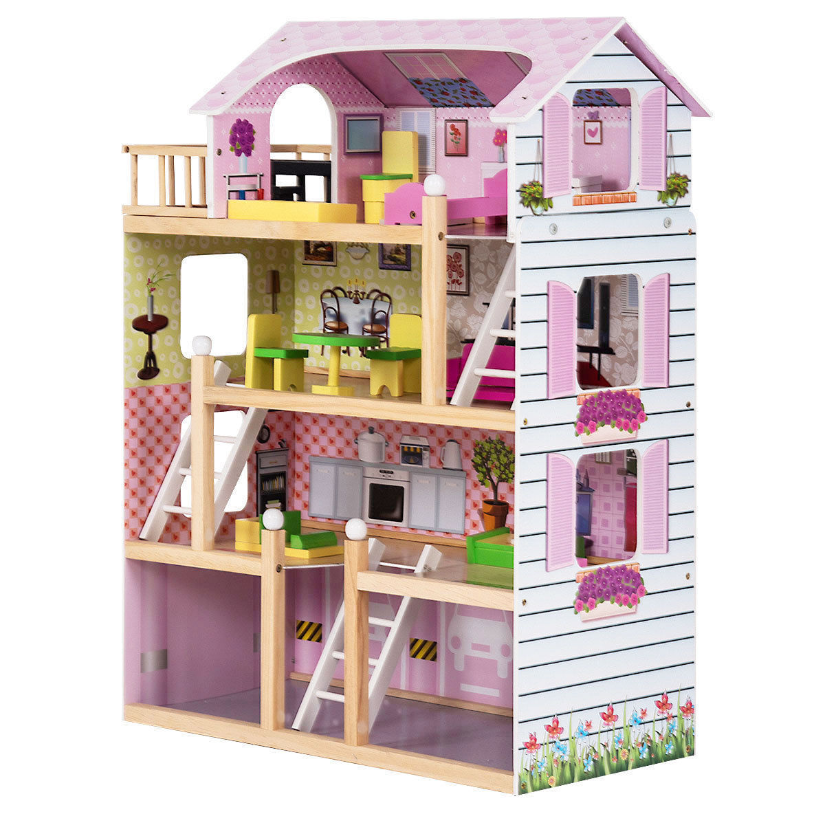 Wooden Doll Cottage with Furniture