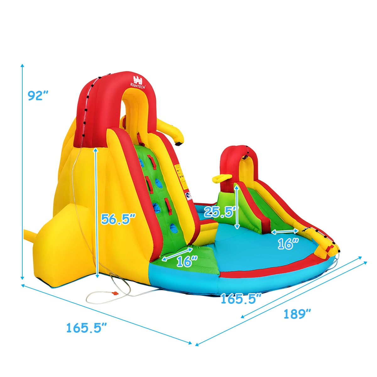 Inflatable Water Slide Park Pool with Water Cannon & 680W Blower