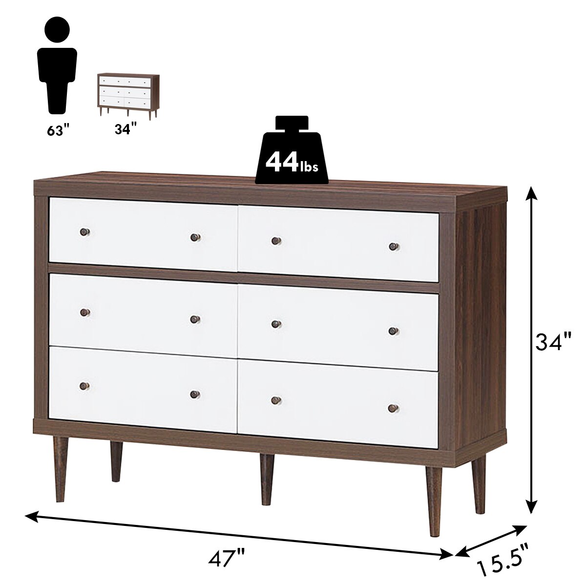 6-Drawer Wooden Dresser