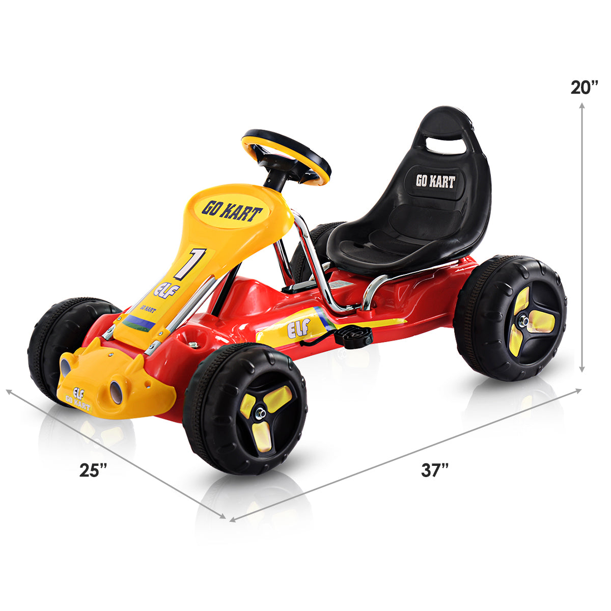 4-Wheel Pedal Powered Ride-On Go Kart in Red