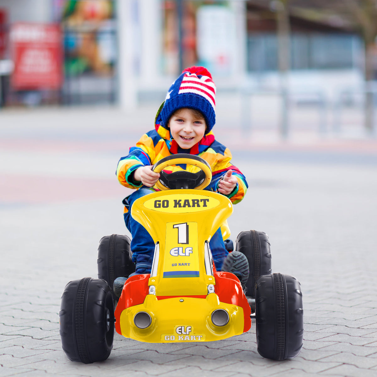 4-Wheel Pedal Powered Ride-On Go Kart in Red