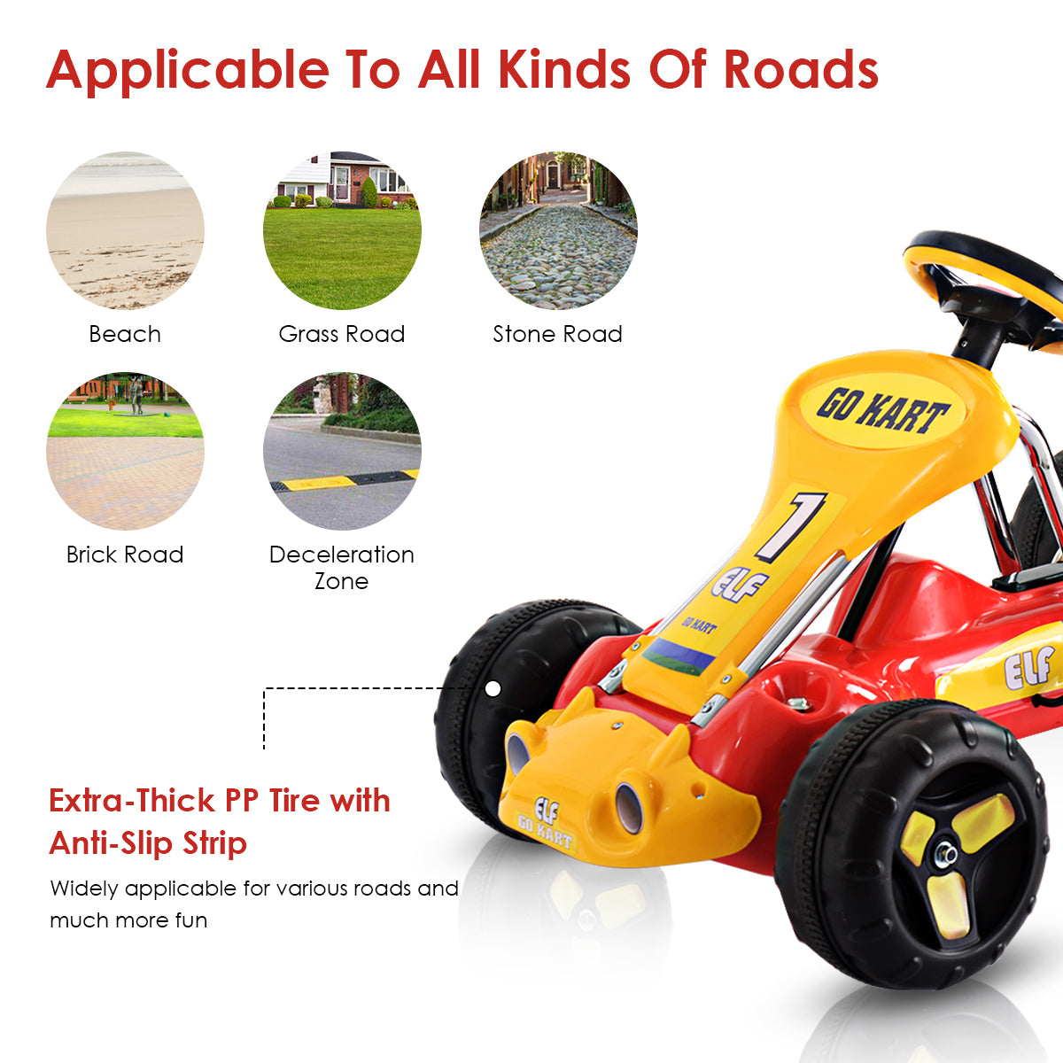 4-Wheel Pedal Powered Ride-On Go Kart in Red