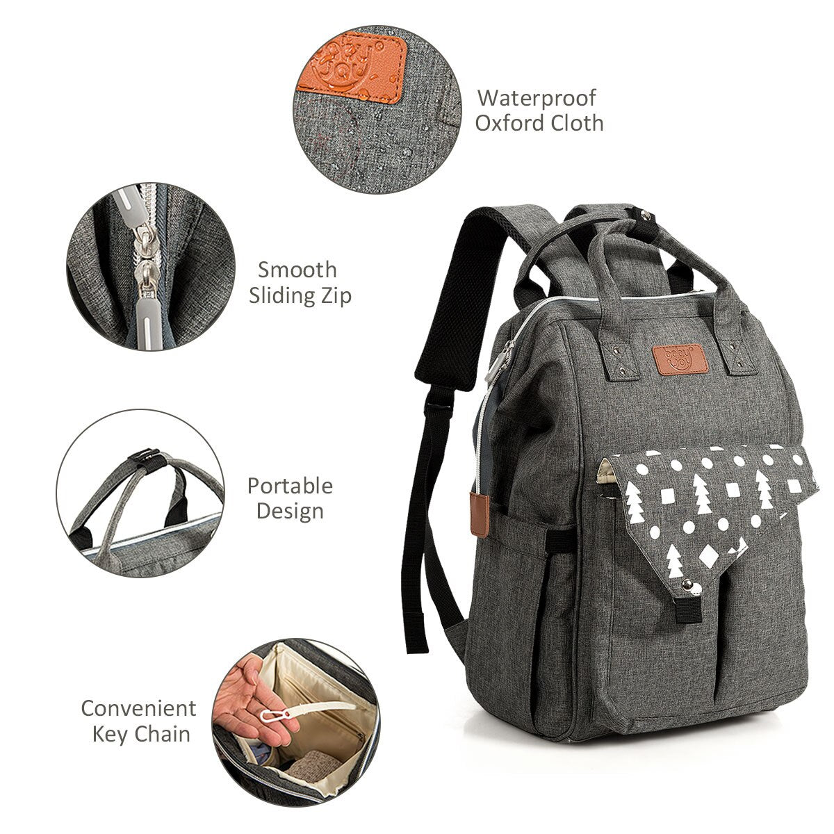 Waterproof Diaper Bag Backpack with USB Charging Port