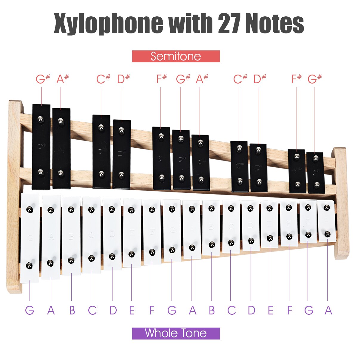 27 Note Foldable Kids Glockenspiel Xylophone