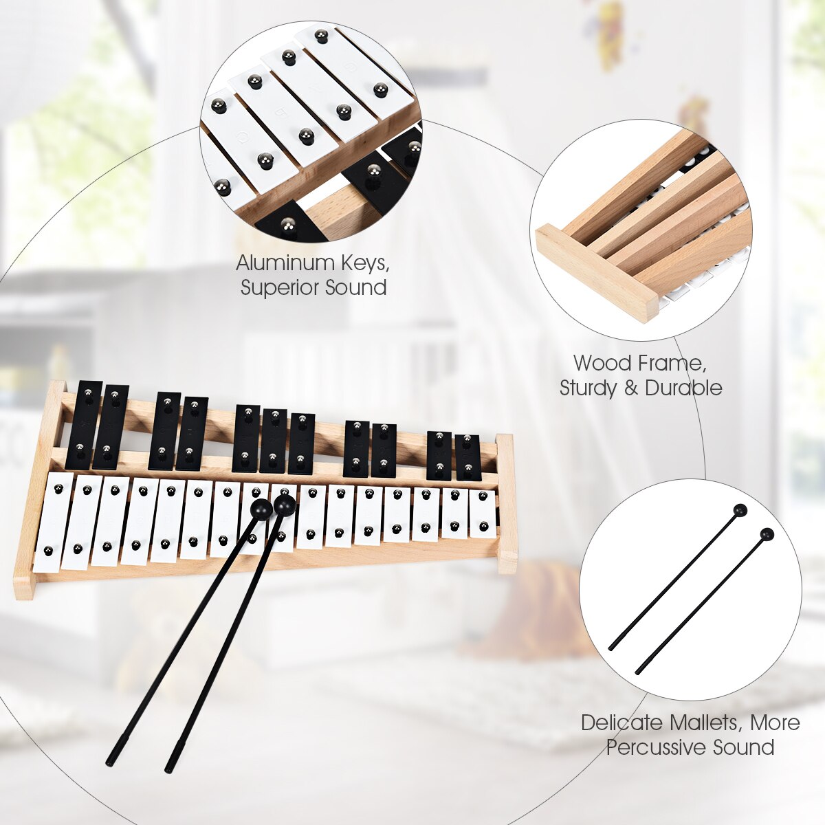 27 Note Foldable Kids Glockenspiel Xylophone