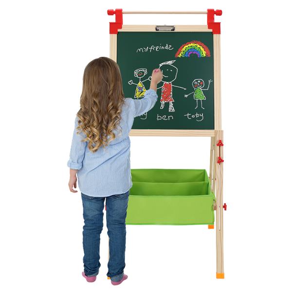 Dual-Sided Easel with Chalkboard & Magnetic Whiteboard