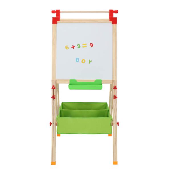 Dual-Sided Easel with Chalkboard & Magnetic Whiteboard