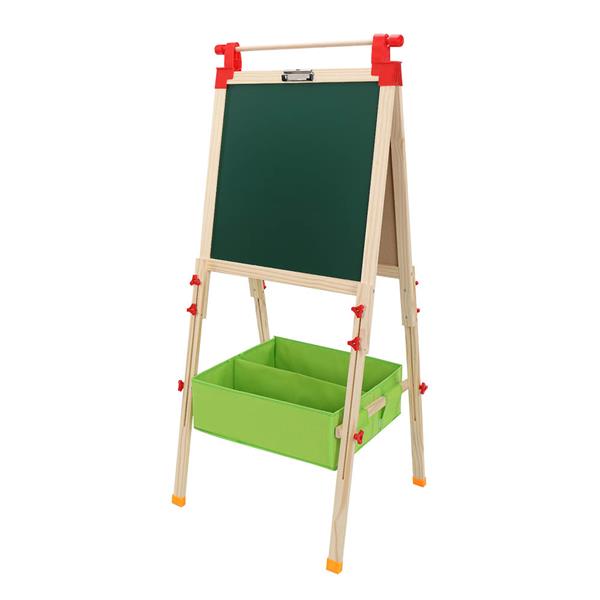 Dual-Sided Easel with Chalkboard & Magnetic Whiteboard