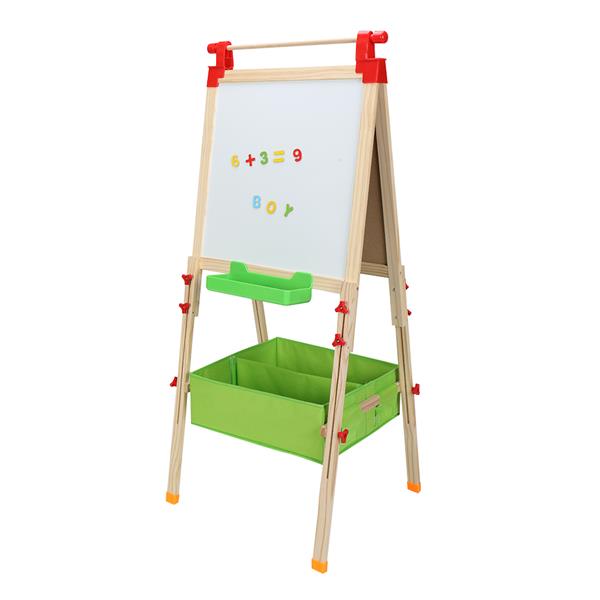 Dual-Sided Easel with Chalkboard & Magnetic Whiteboard