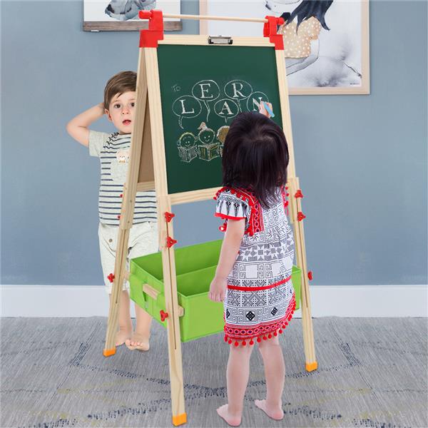 Dual-Sided Easel with Chalkboard & Magnetic Whiteboard