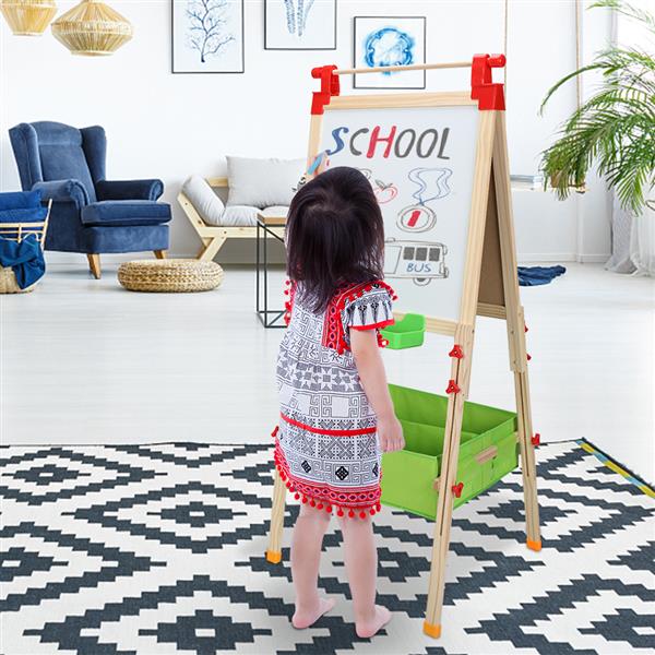 Dual-Sided Easel with Chalkboard & Magnetic Whiteboard