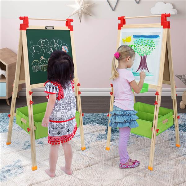 Dual-Sided Easel with Chalkboard & Magnetic Whiteboard