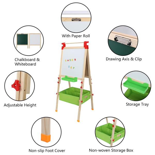 Dual-Sided Easel with Chalkboard & Magnetic Whiteboard