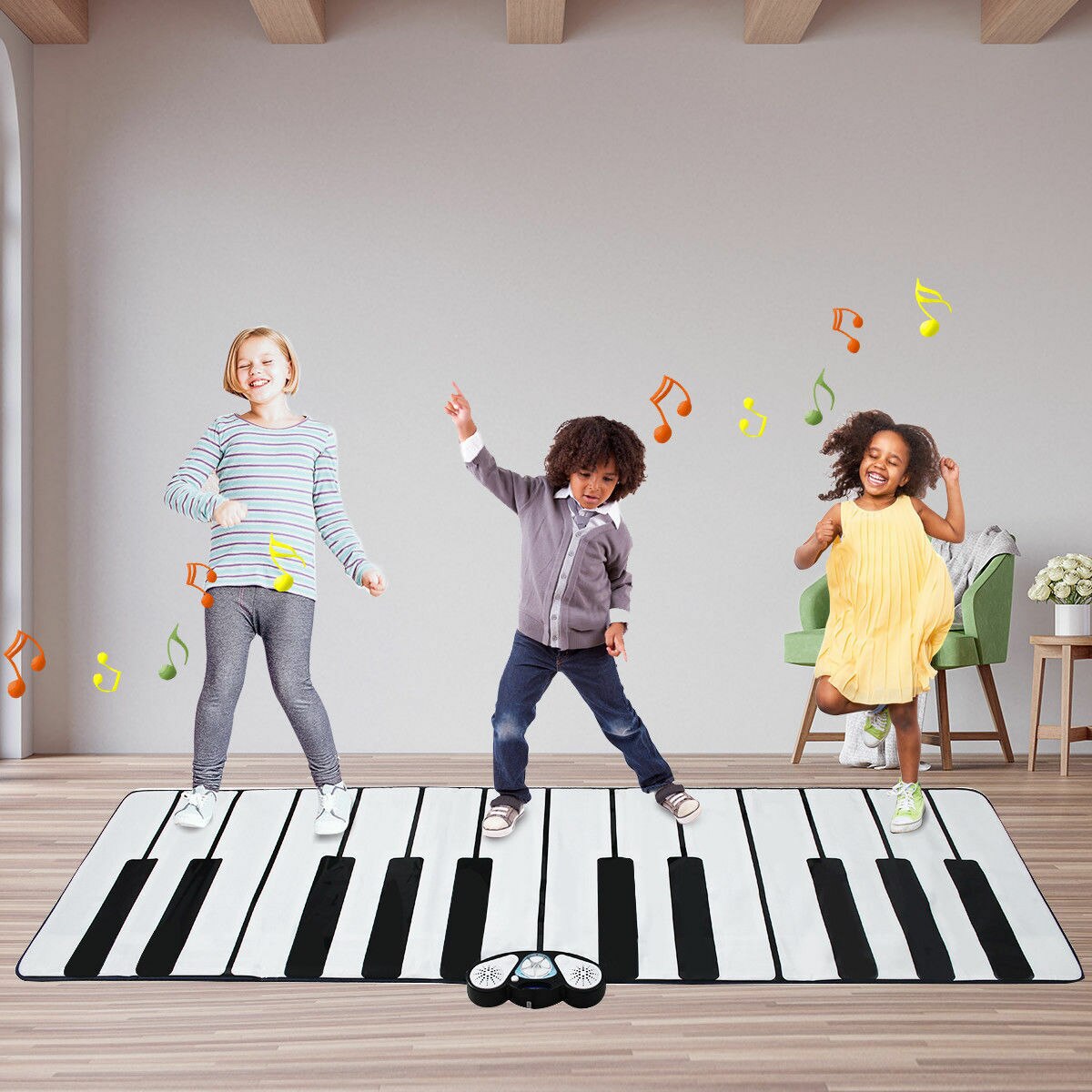 24-Key Gigantic Piano Keyboard Dance Play Mat with 9 Instrument Settings & MP3 Cable