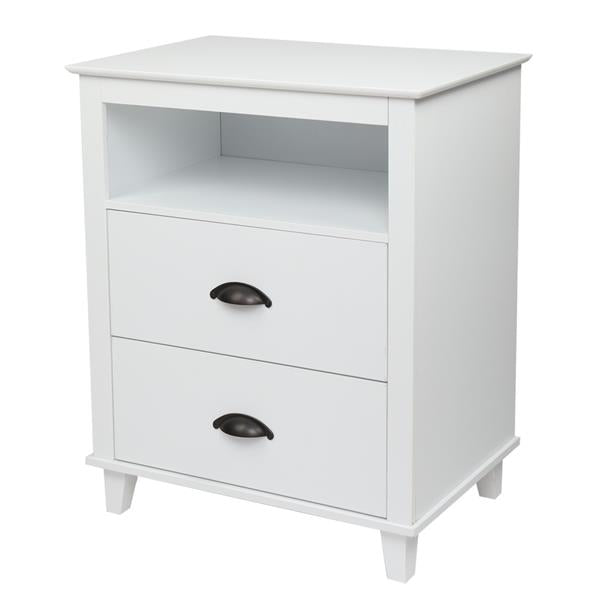 Nightstand with 2 Drawers and Storage Shelf