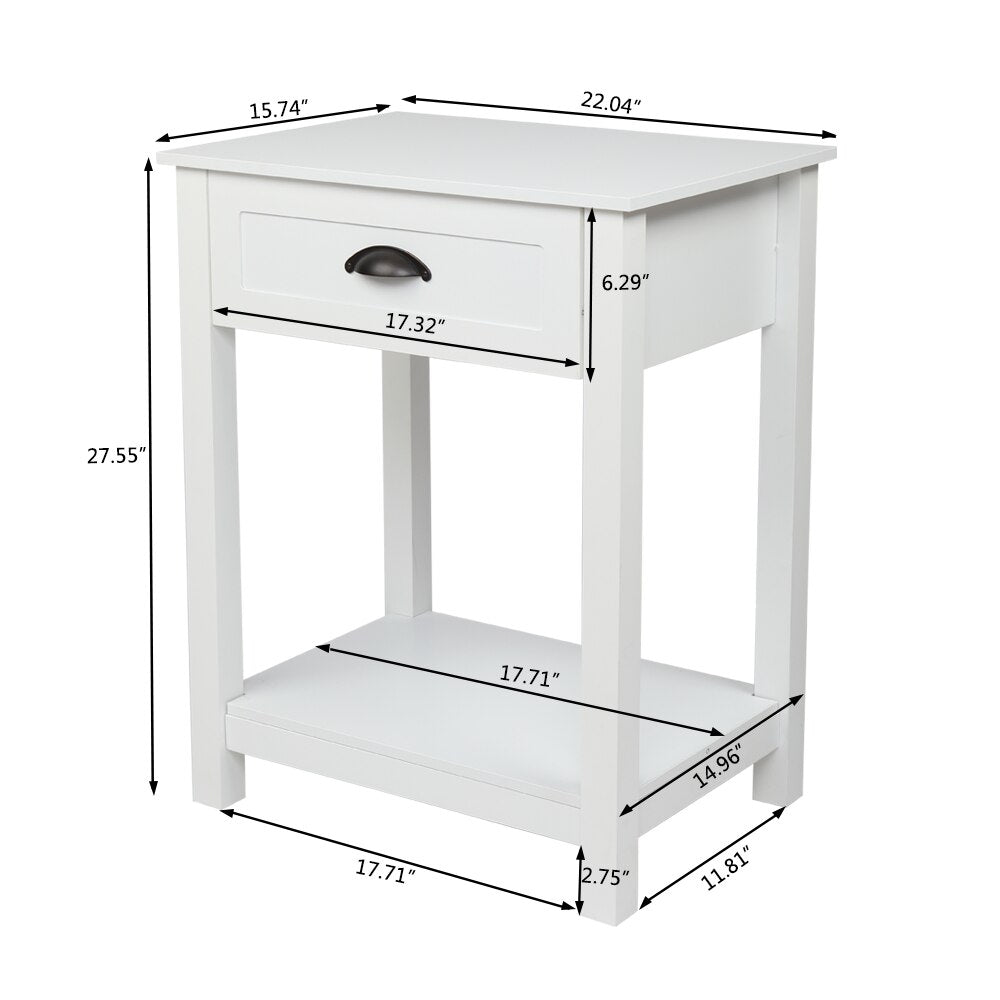 Nightstand with 1 Drawer and Storage Shelf