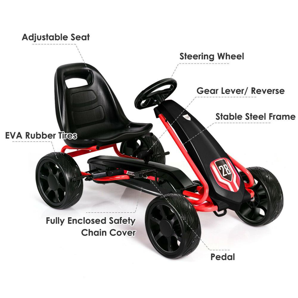 4-Wheel Pedal Ride-On Go Kart with Adjustable Seat