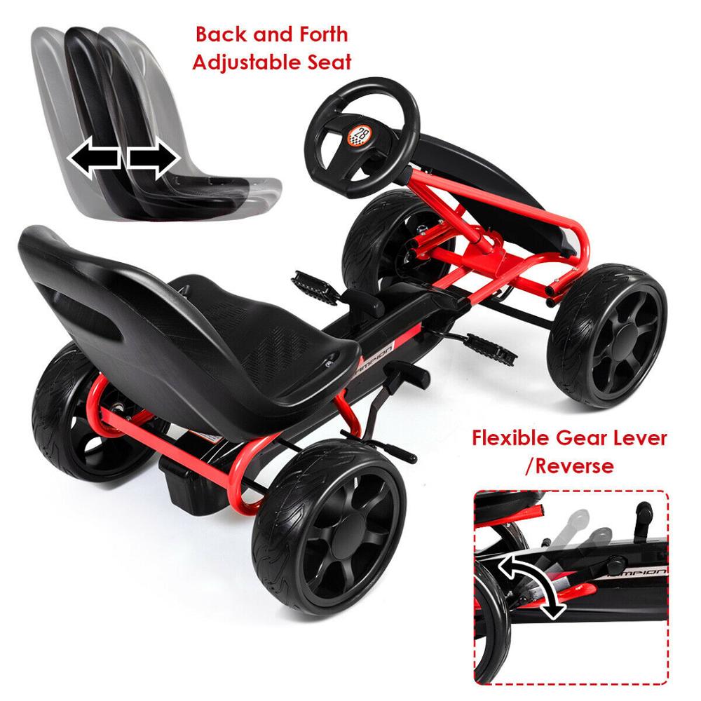 4-Wheel Pedal Ride-On Go Kart with Adjustable Seat