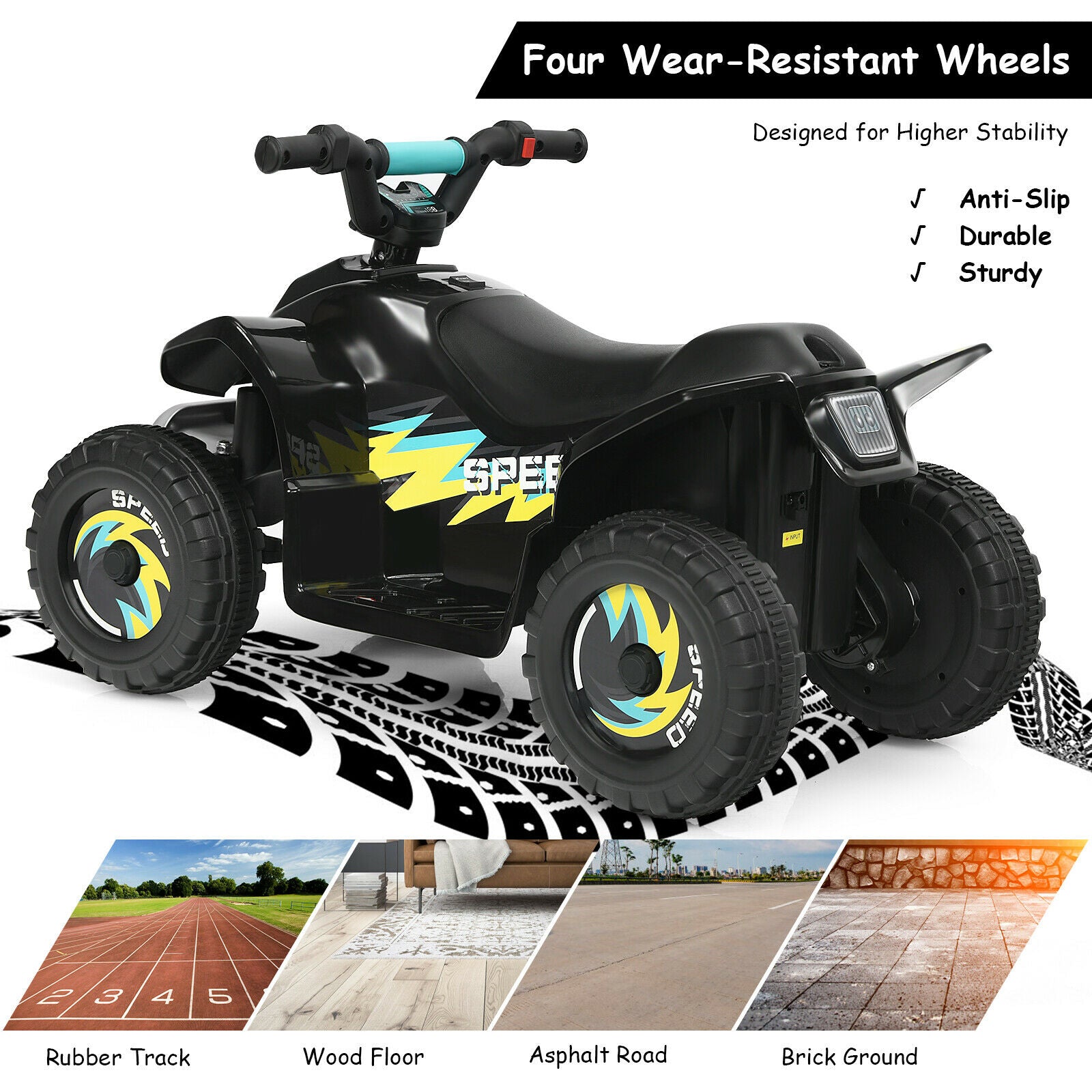 6V Ride-On Electric Quad Bike ATV with 4 Wheels Forward & Reverse