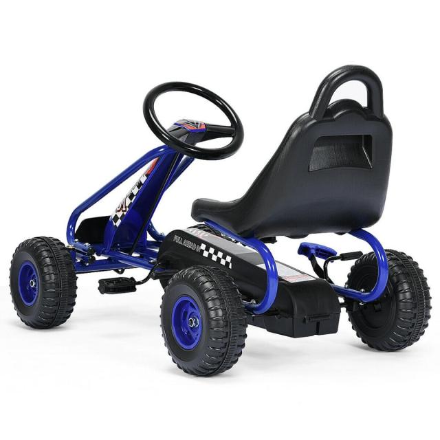 4-Wheel Pedal Ride-On Go Kart with Adjustable Seat & Handbrake