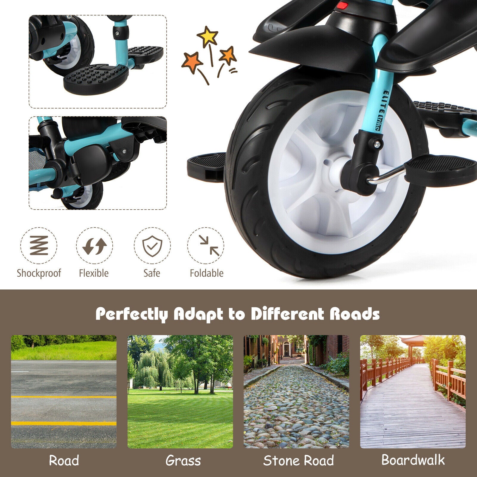 6-in-1 Multifunctional Tricycle with Canopy